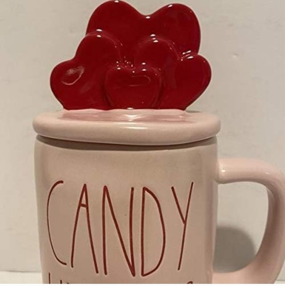 Rae Dunn Candy hearts mug with heart topper Valentines - Picture 2 of 2